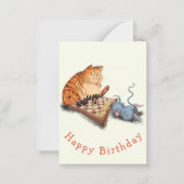 ネコとマウス遊のチェス誕生日カード ノートカード (正面)