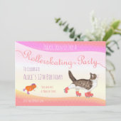 ネコとモルモットのローラースケートパーティー招待状 招待状 (スタンド正面)