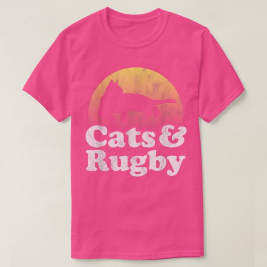 ネコとラグビーのメンズキャット Tシャツ (デザイン正面)