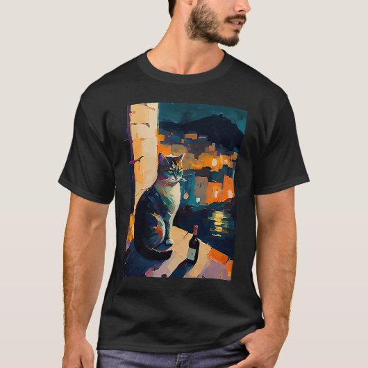 ネコとワインの子宮 Tシャツ (正面)