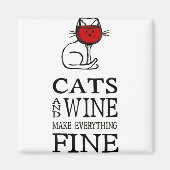ネコとワイン マグネット (正面)
