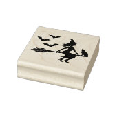 ネコと三つのこうもりを持つ箒の魔女 ラバースタンプ (スタンプ)