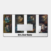 ネコと子猫が湯飲みで デスクマット (キーボード&マウス)