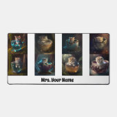 ネコと子猫が湯飲みで デスクマット (正面)