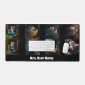 ネコと子猫が湯飲みで デスクマット (キーボード&マウス)