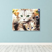 ネコと彼女の子猫のキャンバスプリント キャンバスプリント (インサイチュ (ウッドフロア))