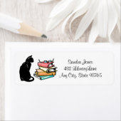 ネコと本のオリジナル返送ラベル ラベル (インサイチュ)