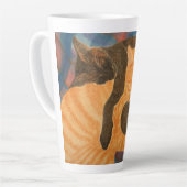 ネコと格子柄 カフェラテマグ (左アングル)