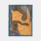 ネコと格子柄 フリースブランケット (正面)