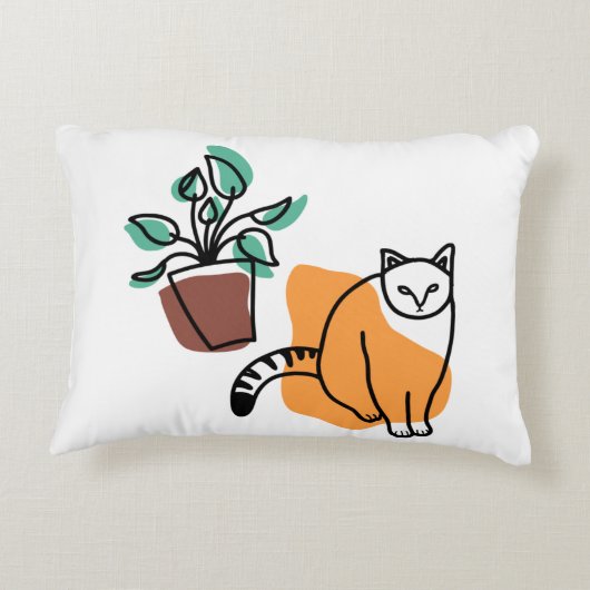 ネコと植物 アクセントクッション (裏面)