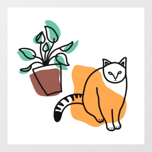ネコと植物 ウィンドウサイン (シート)