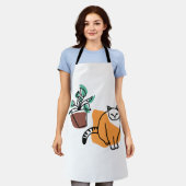 ネコと植物 エプロン (着用した状態)