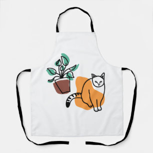 ネコと植物 エプロン