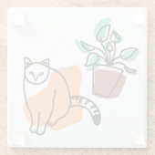 ネコと植物 ガラスコースター (裏面)