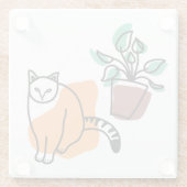 ネコと植物 ガラスコースター (裏面)