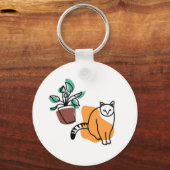 ネコと植物 キーホルダー (正面)