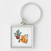 ネコと植物 キーホルダー (正面)