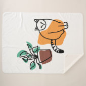 ネコと植物 シェルパブランケット (正面(横))