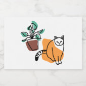 ネコと植物 スパークリングワインラベル (シングルラベル)