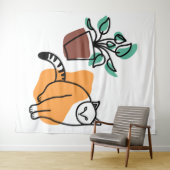 ネコと植物 タペストリー (インサイチュ(横))