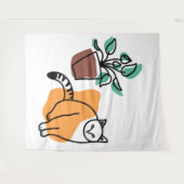 ネコと植物 タペストリー (正面(横))