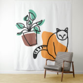 ネコと植物 タペストリー (インサイチュ)