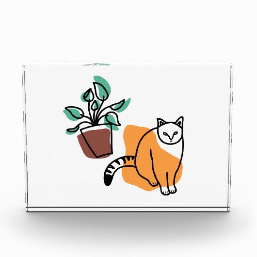 ネコと植物 フォトブロック (正面)