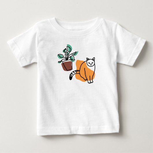 ネコと植物 ベビーTシャツ (正面)