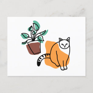 ネコと植物 ポストカード