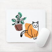 ネコと植物 マウスパッド (マウス)