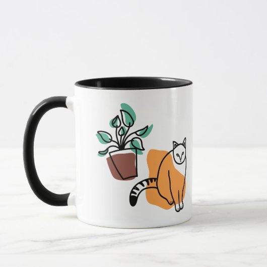 ネコと植物 マグカップ (左)