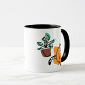 ネコと植物 マグカップ (正面右)