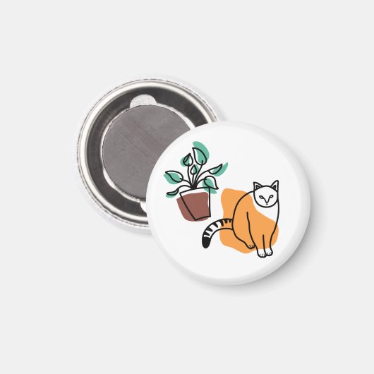ネコと植物 マグネット (正面/裏面)