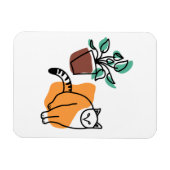 ネコと植物 マグネット (横)