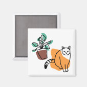 ネコと植物 マグネット (正面/裏面)