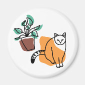 ネコと植物 マグネット (正面)