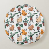 ネコと植物 ラウンドクッション (裏面)