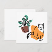 ネコと植物 招待状 (正面/裏面)