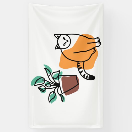 ネコと植物 横断幕 (縦)