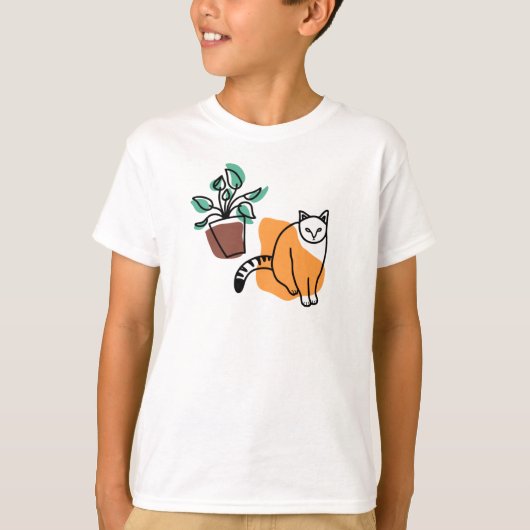 ネコと植物 Tシャツ (正面)