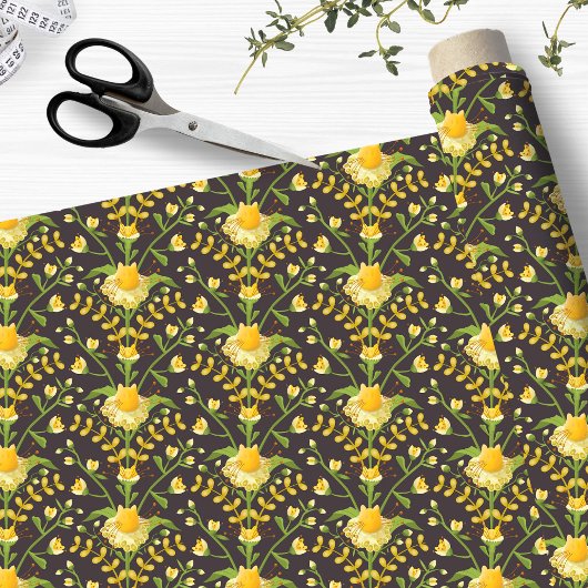 ネコと花のフローラ ファブリック