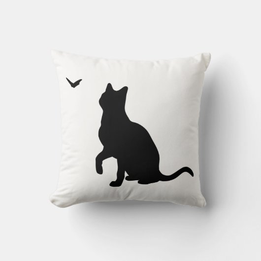 ネコと蝶 クッション (正面)