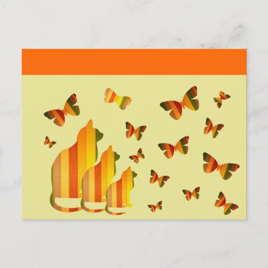 ネコと蝶 ポストカード (正面)