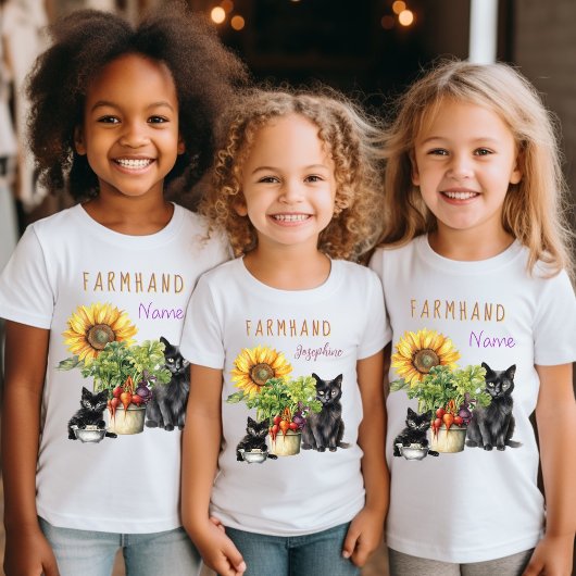 ネコと野菜のファームハンド キッズ オーダーメイド Tシャツ