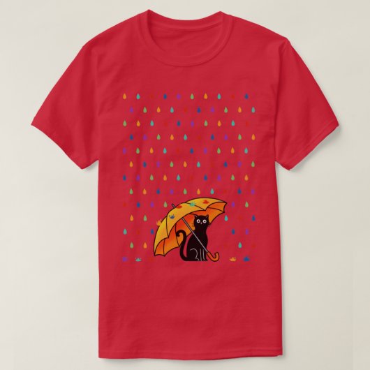 ネコと雨 Tシャツ (デザイン正面)