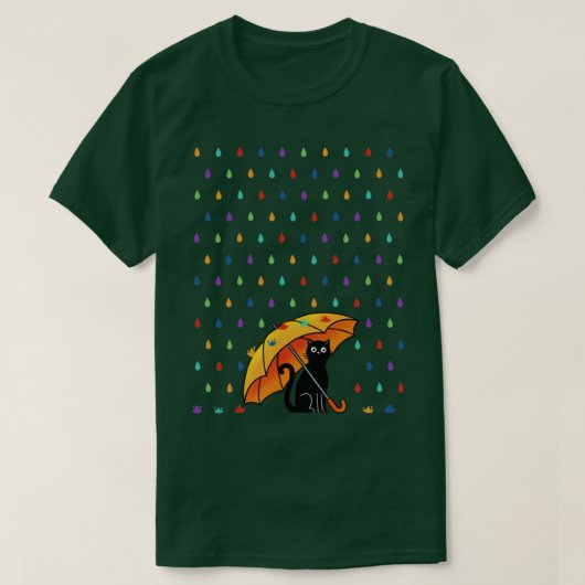 ネコと雨 Tシャツ (デザイン正面)