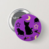 ネコと魔女の帽子ボタン 缶バッジ (正面&裏面)