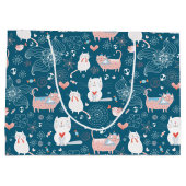 ネコと鳥とハート抱き枕 ラージペーパーバッグ (裏面)