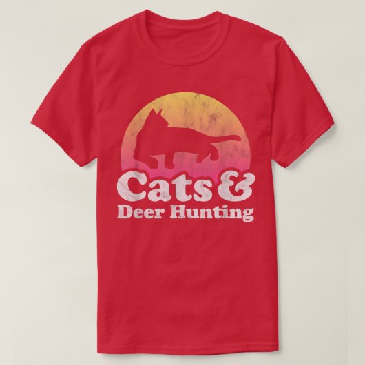 ネコと鹿狩りメンズキャットレディースキャット Tシャツ (デザイン正面)