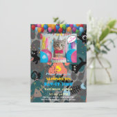 ネコにぴったり!オーダーメイドのネコ誕生日招待状 招待状 (スタンド正面)